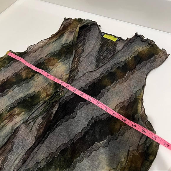 Giselle Shepatin handmade vest, semi-sheer, burnout floral theme/ lagenlook, M - Picture 14 of 15